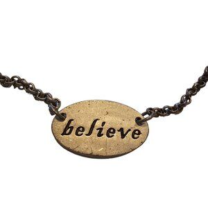 Cynthia Garrett BELIEVE Brass tone lobster clasp adjustable Necklace